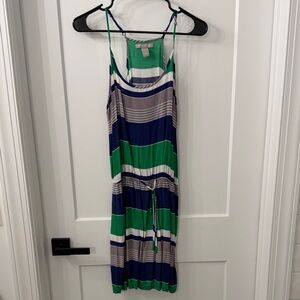 Banana Republic Green and Blue Striped Midi Dress